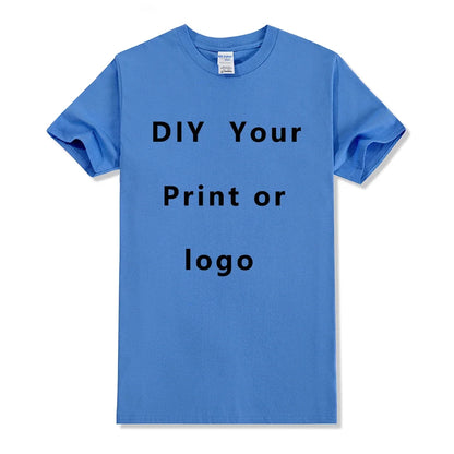 EU size 100% pure cotton custom T-shirt front and back team school uniform store logo text photo for men's personalized high-end