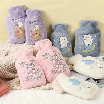 250/500ML Warm Hot Water Bottle Bag Girl Warm Belly Warmer Filled Mini Explosion-proof Portable Winter Reusable Cute Hand Warmer