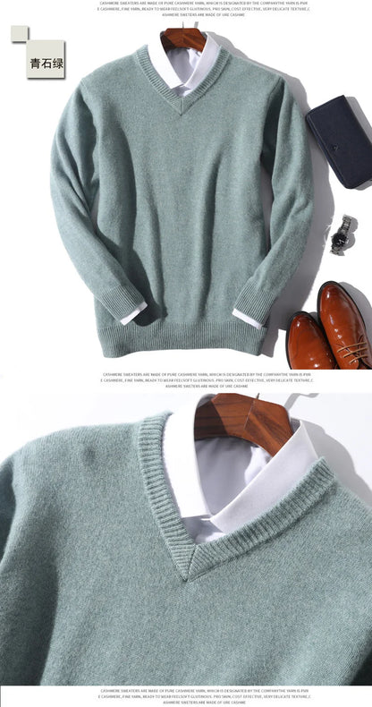Super 100% Cashmere Sweater 2021 Men Pullover Autumn Winter Warm Classic V-neck Sweaters Male Jumper Jersey Hombre Pull Homme