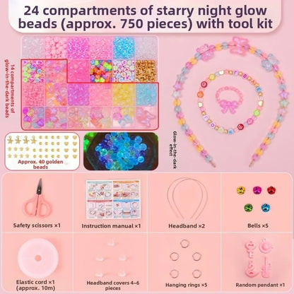 24 Grid DIY Handmade Beaded Kit Toy Creative Colorful Beads Bracelet Making Kit Kawaii Candy Color Beads Toys for Children Girl