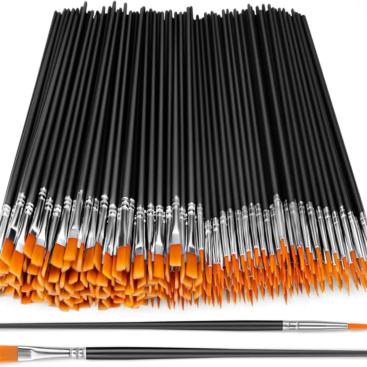 Flat And Round Paint Brushes Set,Pointed Flat Nylon Hair Brushes For Acrylic Oil Watercolor Paint Party Painting