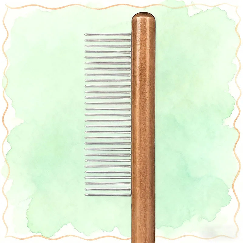1Pc Cat and Dog Pet Grooming Comb - Stainless Steel Teeth, Wooden Handle, Suitable for Long and Short Hair, Durable Pet Grooming Tool, Removes Lice