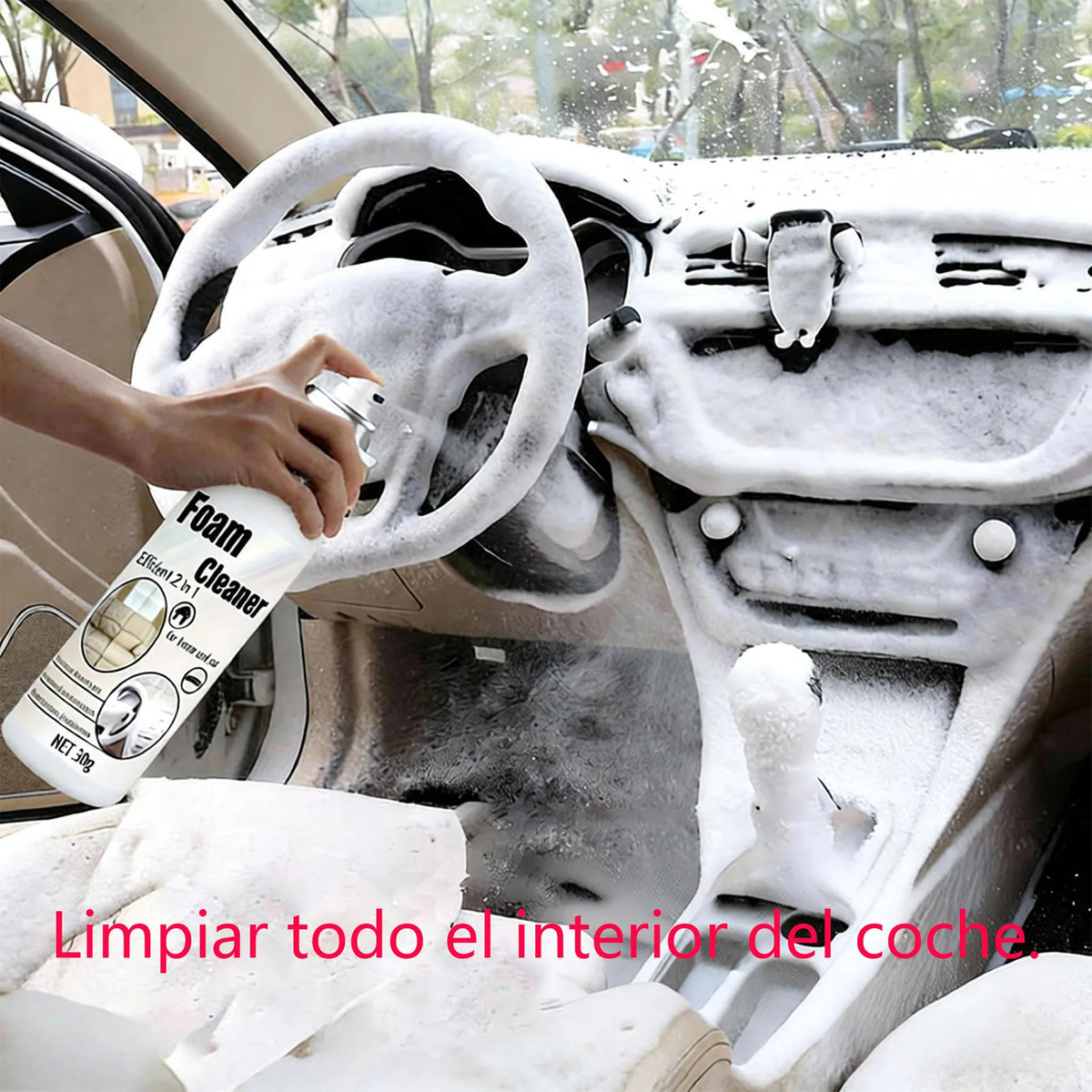2-in-1 Multi-Purpose Car Interior Multi-Purpose Foaming Cleaner Spray Car Accessories Anti-Aging Protection