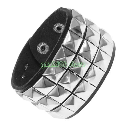 T5UF Stylish Punk Rock Bracelet Square Rivets Punk Wristband Trendy Gothic Jewelry Suitable for Individuality and Comfort