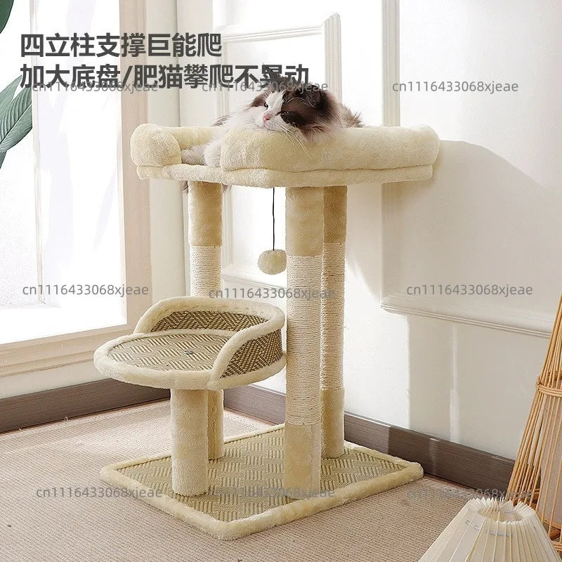 Grey Cat Tree Tower for Indoor Cats with Scratching Posts Big Hammock And Removable Top Perch 2 Styles Cat Activity Center