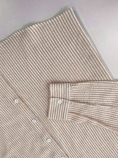 Men's Long Sleeve Striped Shirt with Loose Fit Stylish Comfortable Casual Wear for All Seasons Ideal for Outdoor Activities