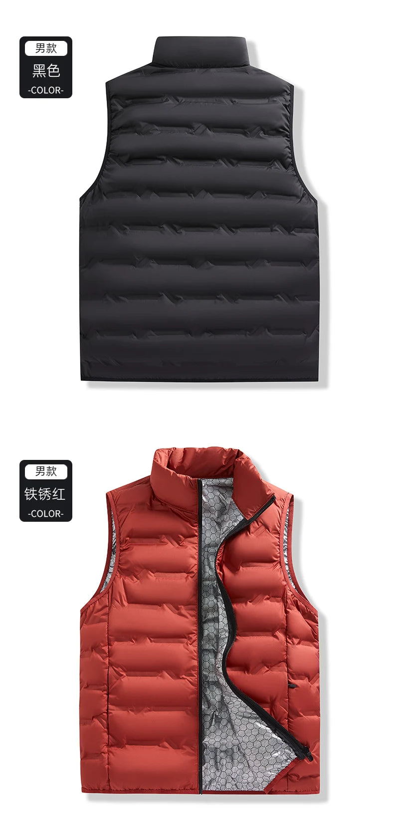 80% White Duck Down Men's Winter Vest Sleeveless Puffer Jacket Graphene Liner Stand Collar Warm Down Gilet Coats Big Size 6XL