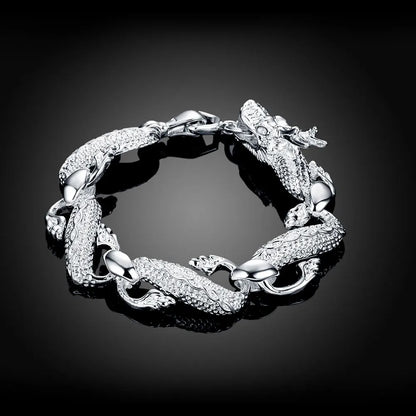 Noble 925 Sterling Silver Square Solid Chain Bracelet for Women Men Charm Party Gift Wedding Fashion Jewelry