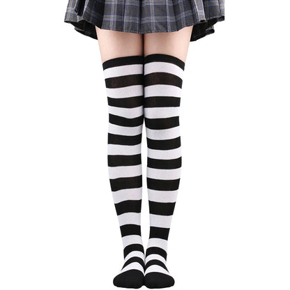 Color Striped Stockings Japanese Over Knee Socks Fashion Women Keep Warm Soks Sexy Slim Long Socks Hosiery JK Cosplay Lolita Y2k
