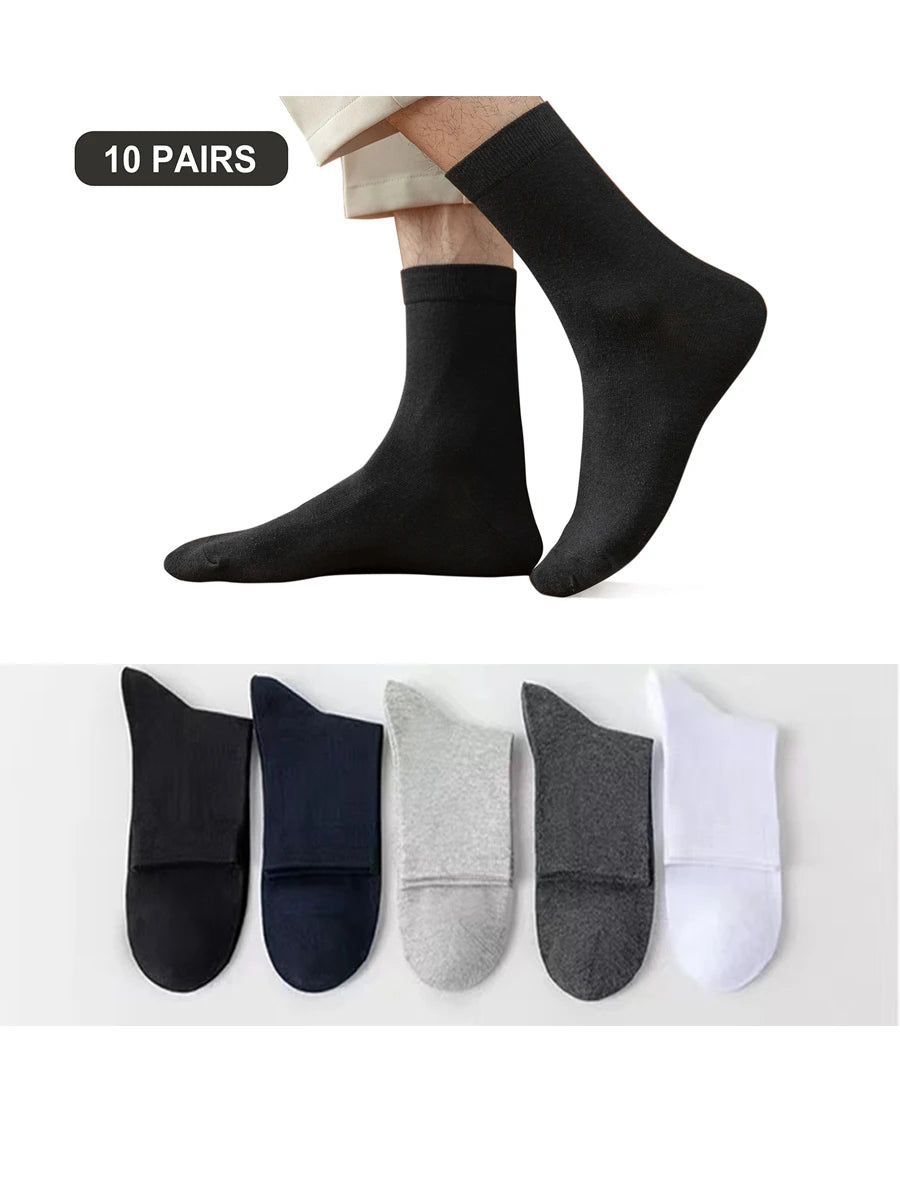10 Pairs/Lot New Men's Cotton Socks New Styles Black Business Men Socks Soft Breathable Autumn Spring for Male White