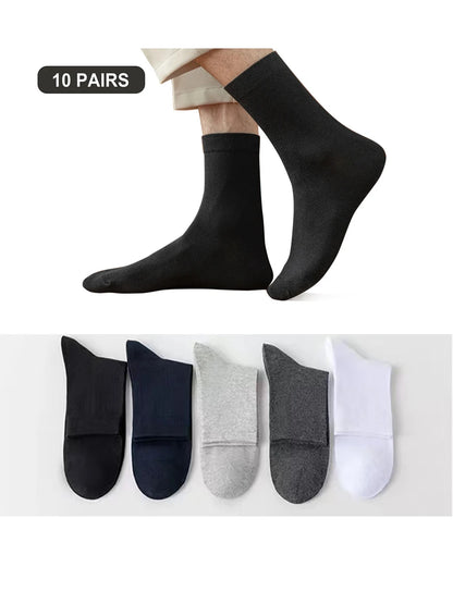 10 Pairs/Lot New Men's Cotton Socks New Styles Black Business Men Socks Soft Breathable Autumn Spring for Male White