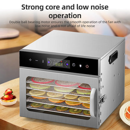 Dehydrators for Food and Jerky with 24H Timer and Light, 12 Drying Racks 800W 30-90℃ Vegetable Fruit Dehydrator EU Plug