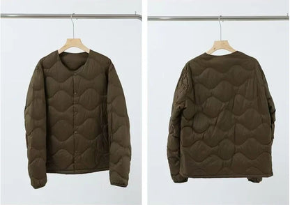 2025 Autumn and Winter Men's New Round Neck/v Collar Down Liner Jacket All-match Fashion Warm Men's Down Jacket Long Sleeve Coat