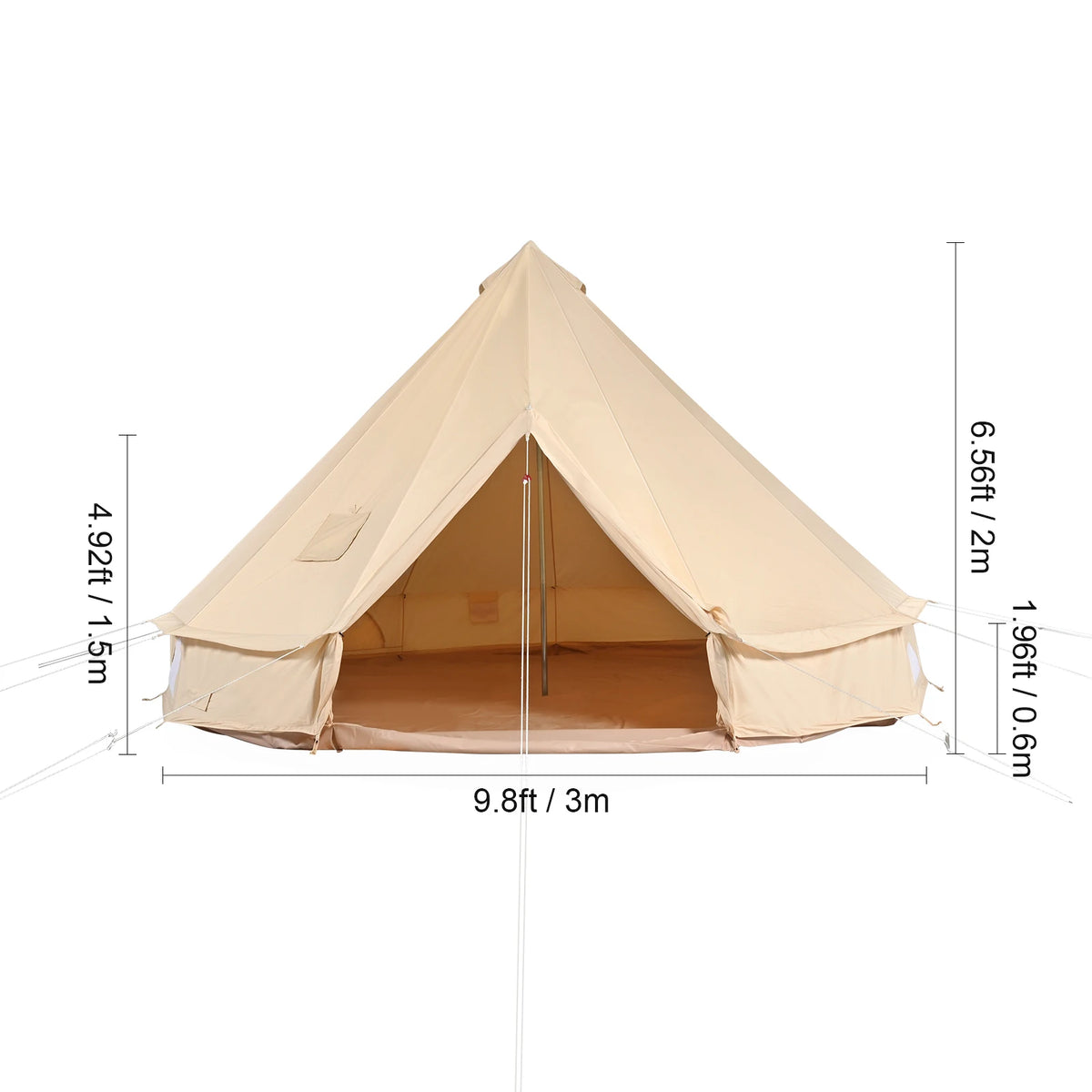 SucceBuy Canvas Bell Tent 4 Seasons 9.8ft Yurt Tent Canvas Tent for Camping with Stove Jack Breathable Tent Holds up to 4 People