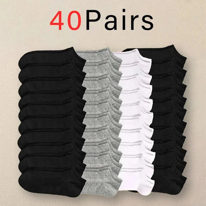 5/10/40Pairs Summer Solid Low Cut Ankle Socks Men Women Sports Socks Odor Proof Sweat Absorbing Sock Male lady Hosiery