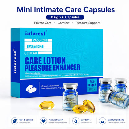 Hot Mini Intimate Pleasure Support Capsules for Women,6pcs Dissolving Softgel Care Lotion for Lubrication, Sensitivity & Comfort