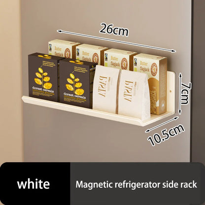 Magnetic Kitchen Refrigerator Storage Rack Without Punching Wall-mounted Condiments Spice Shelf Household Organizer