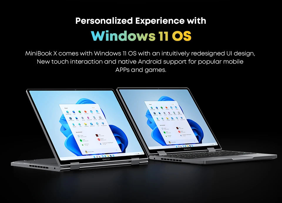CHUWI MiniBook X Laptop Tablet PC 2 In 1 16GB 512G SSD Intel U300/N150 10.51 Inch FHD IPS Screen 1920*1200 Windows 11 Notebook