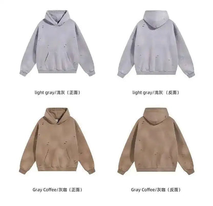 IEFB Washed Male Set Sweatshirt Sweatpants Splash-ink White Spray Dye Velvet Hoodies Autumn Spring New Trendy Male Wear 9W125