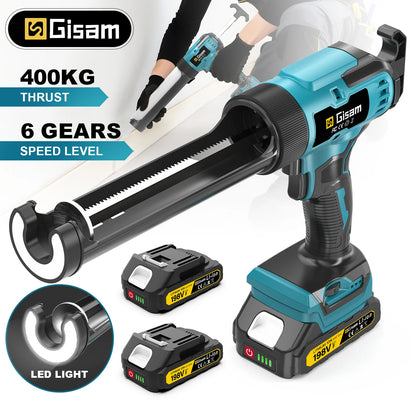 Gisam Electric Caulking Gun Glue 400KG 6Gear Cordless Glass Glue Gun Adhesive Glue Sealant Power Tool For Makita 18V Battery Pin