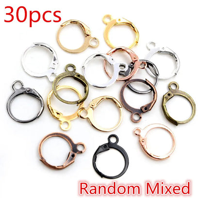 30-50pcs/lot Gold Silver French Lever Earring Hooks Wire Settings Base Hoops Earrings For DIY Jewelry Making Supplies Wholesale