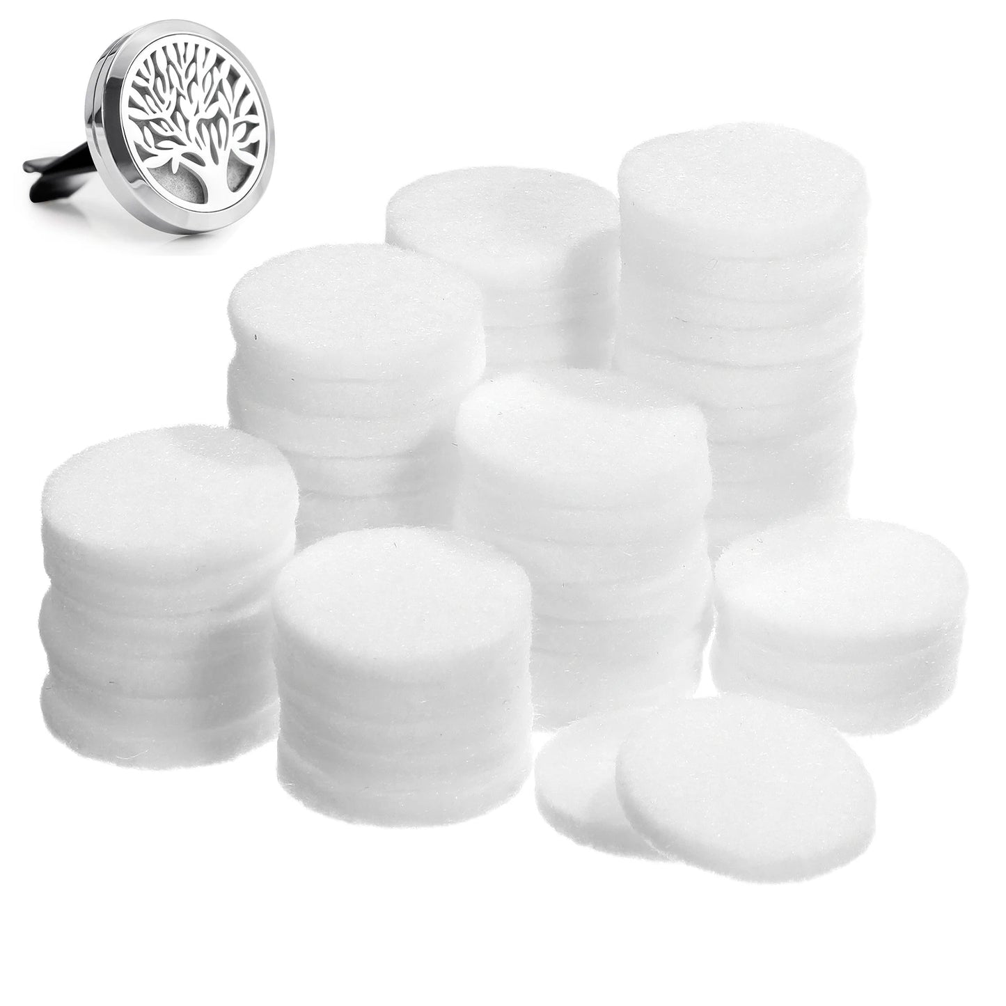50pcs Perfume Diffuser Cotton Pads Refill Pads for Essential Oil Necklace Aroma Pendant Car Air Freshener Interior Accessories