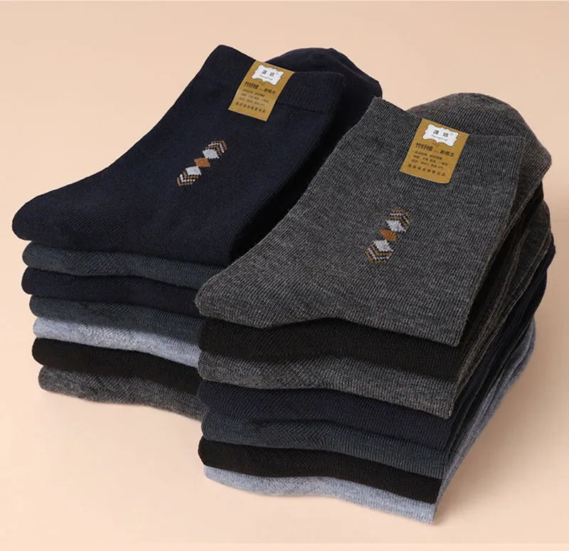 5 Pairs/Lot Men's Fashion Thickened Socks Four Seasons Leisure Breathable Deodorant Mid Tube Cotton Socks High Quality EU 38-44