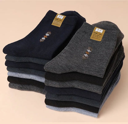 5 Pairs/Lot Men's Fashion Thickened Socks Four Seasons Leisure Breathable Deodorant Mid Tube Cotton Socks High Quality EU 38-44
