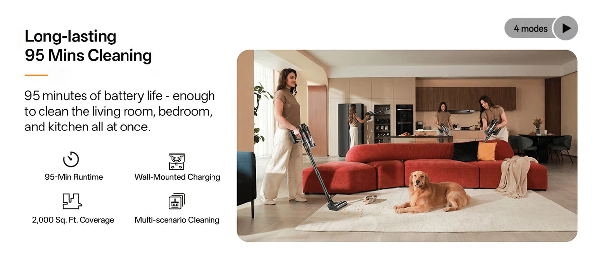 COTIAR Cordless Vacuum Cleaner V30 PRO 800W Powerful 75kPa Suction 95 Mins Runtime Handheld Home Appliance Portable Removable Battery
