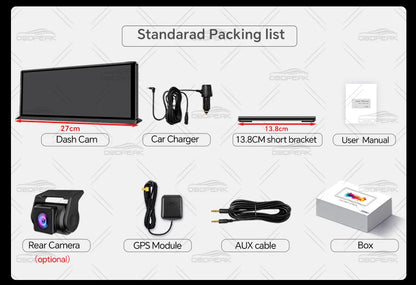 K60 Pro 11.3" 4G+64G WIFI Android 14 AI Screen GPS Navigation Carplay Android AUTO 1080P Dash Cam RearView Mirror Video Recorder