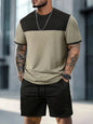 New European & American Style Men's Summer Loose-Fit Set Men's Crew Neck Short-Sleeve Top & Athletic Casual Shorts Two-Piece Set