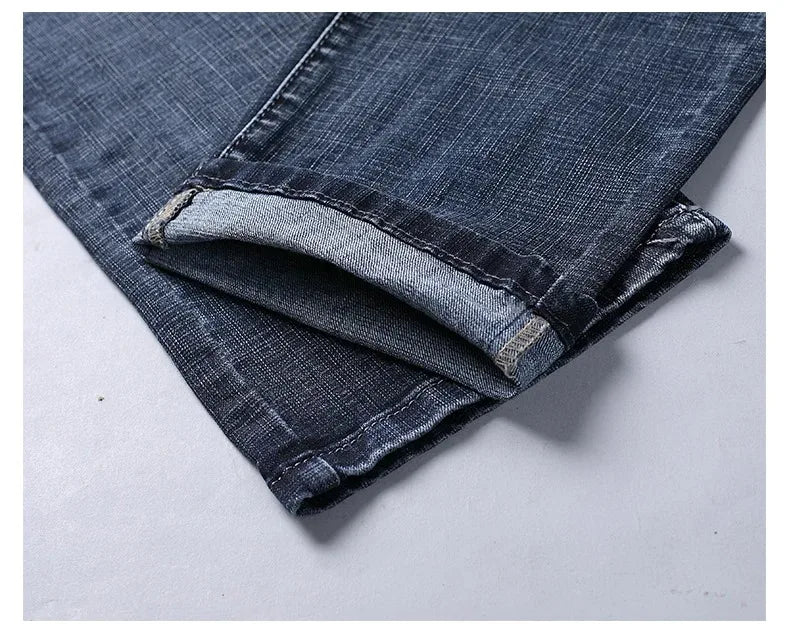 2026 Brand Slim Washed Jeans Casual Straight Stretch Fashion Classic Blue Black Work Denim Trousers Male Brand Clothing