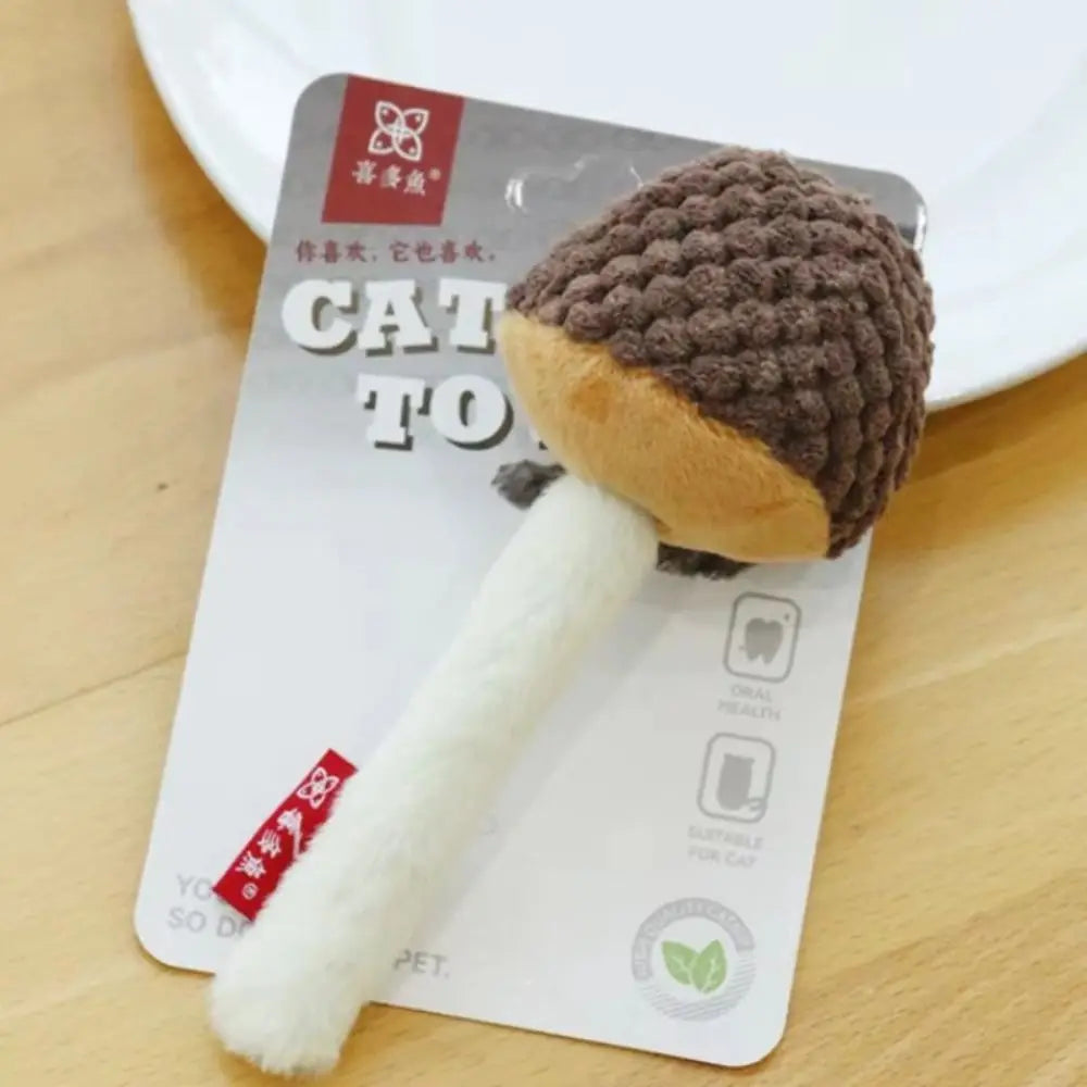 New Simulated Cat Chew Mushrooms Shape Soft Interactive Cat Bite-resistant Non-toxic Realistic Mushroom Cat Interactive Play
