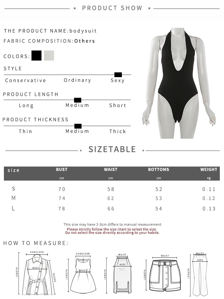 Nibber Classic Bodysuit Women Fashion Deep V-Neck Sleeveless Sexy Halter Simple Daily Stretch Skinny Chic Workout Streetwear
