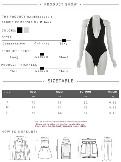 Nibber Classic Bodysuit Women Fashion Deep V-Neck Sleeveless Sexy Halter Simple Daily Stretch Skinny Chic Workout Streetwear