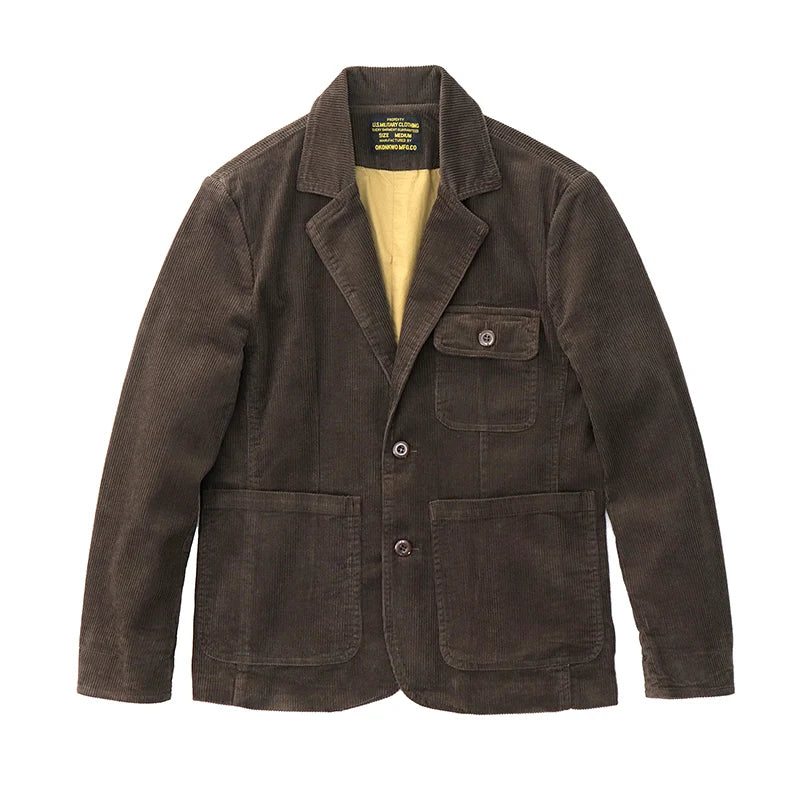 Heavyweight corduroy casual blazer for men American retro Ame Kaji loose jacket