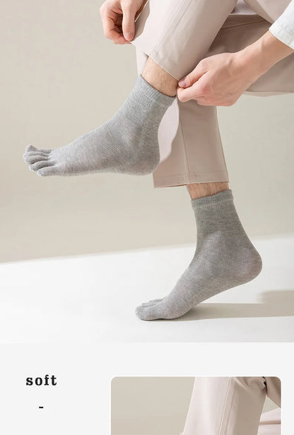 Five Finger Socks Men's Pure Cotton Five Toe Socks Sweat Absorbing Mid Tube Split Toe Socks Toes Socks For Men