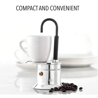 50ML Single Tube Moka Pot Cup Aluminum Alloy Spout Stovetop Italian Coffee Maker for Outdoor Parties Travel Kitchen Accessories