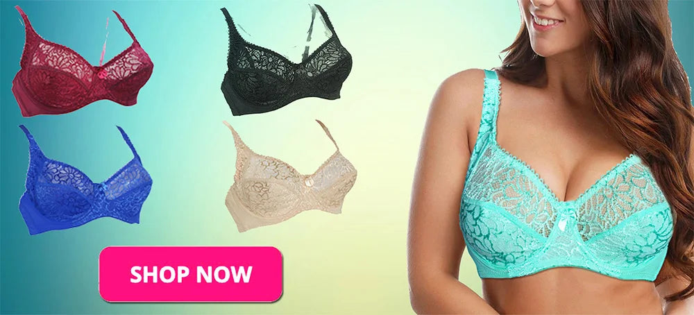 Plus Size Bras For Womens Lace Sexy Bra Perspective Underwire Female Lingerie BH Tops C D DD E F Cup