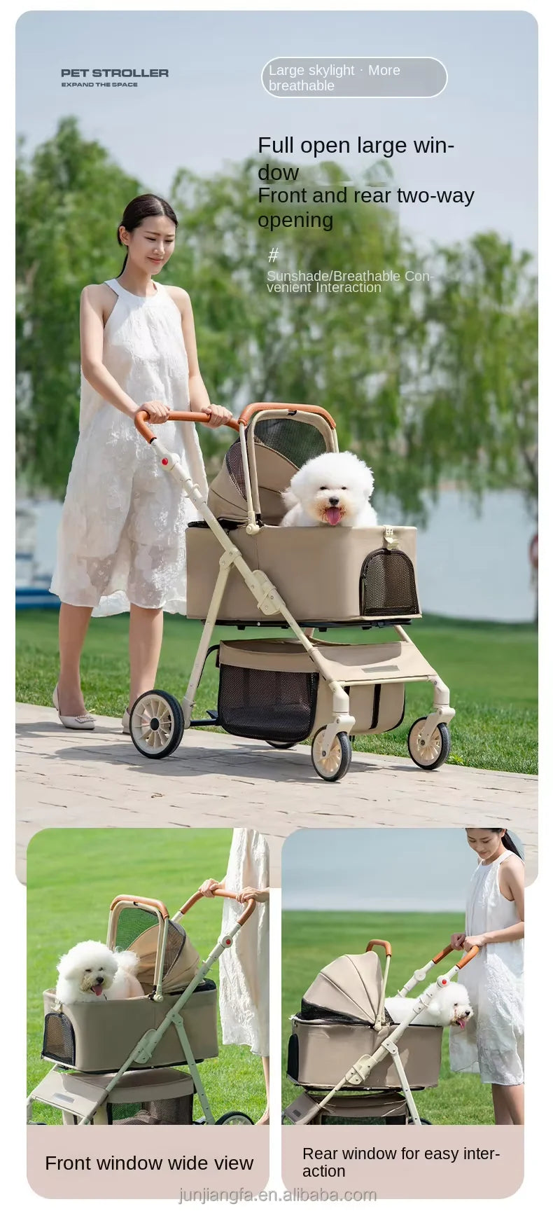 Cat Trolley Cat Stroller Outdoor Pet Stroller Dog Pet Carriers & Travel Products Pet Stroller Double