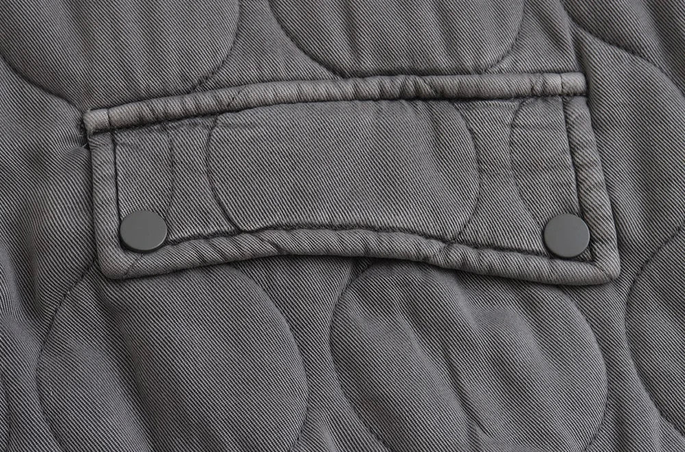 Women Fashion Oversized Thick Warm Quilted Bomber Jackets Coat Vintage Long Sleeves Snap-button Female Outerwear Chic Tops