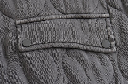 Women Fashion Oversized Thick Warm Quilted Bomber Jackets Coat Vintage Long Sleeves Snap-button Female Outerwear Chic Tops