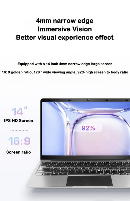 2026 New Laptop 14.1 Inch Windows 11 Intel Core I9 9900 16GB RAM 1TB 2TB SSD Fingerprint Unlock Study Office Pc Gaming Laptops