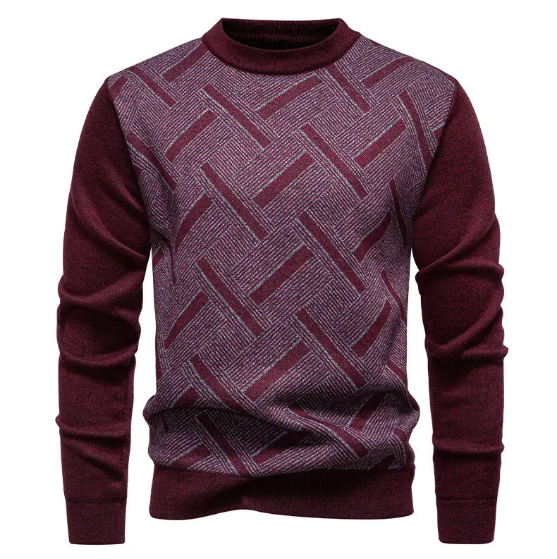 New Sweater Men Casual Knitted Pullover Solid Color Warm Regular Fit Round Neck Sweater Pullovers Mens Sweatwear