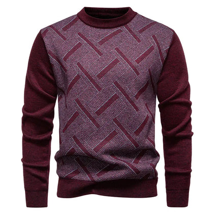 New Sweater Men Casual Knitted Pullover Solid Color Warm Regular Fit Round Neck Sweater Pullovers Mens Sweatwear
