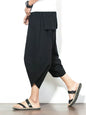 Beach Summer Cotton Linen Cargo Shorts Men Baggy Wide leg Casual Capris Pants Male Sport Running Shorts 2025 Harem Trousers