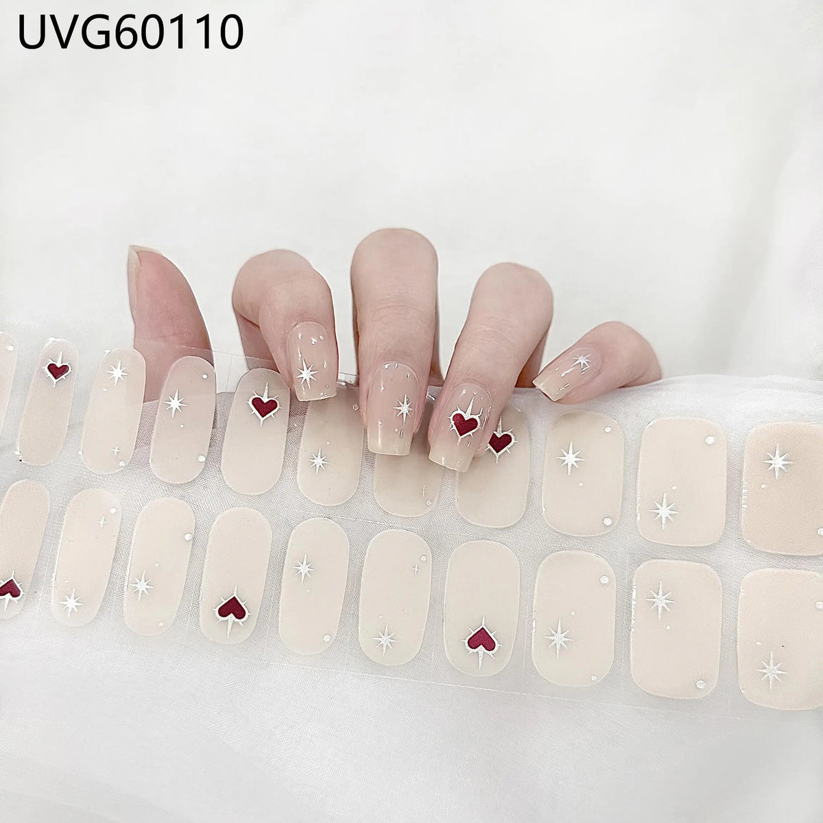 20/22Tips UV Semi cured Gel Nail Stickers Waterproof Long Lasting Full Gel Nail Wraps Press On Nail Decal DIY Manicure