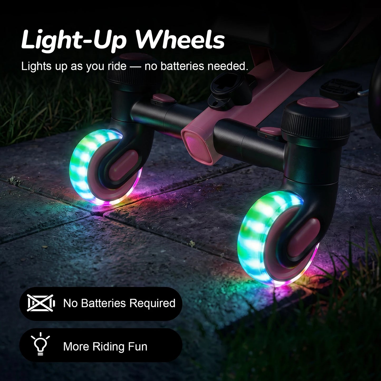 3-IN-1 Toddler Tricycle For 1.5-5 Years Old Drift Trike With 360° Spin Light Up Wheels Adjustable Seat Strong Frame Easy Assembly 3 Ride Modes Toddler Bike For Boys And Girls Indoor Outdoor Use White Pink Black Red