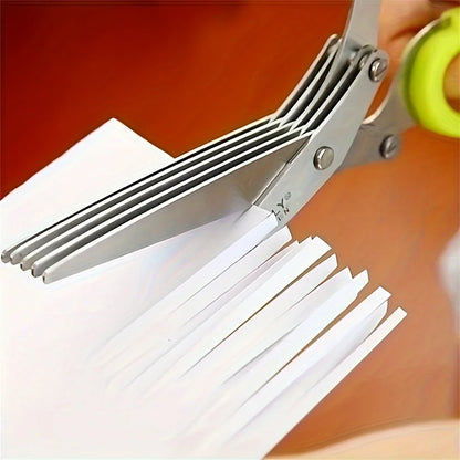 1 Set of Five Layer Stainless Steel Scallion Scissors, Multifunctional Multi-Layer Seaweed, Vegetable, Kitchen Scissors