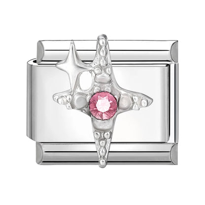 Zircon Star Heart Bow Moon Cherry Moon Italian Charm Links Fit 9mm Stainless Steel Bracelet Women Jewelry DIY Making Gifts